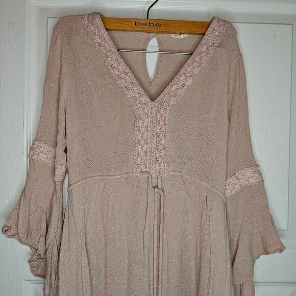 Promesa Fairycore Mauve Mini Dress Bell Sleeves - Picture 3 of 7